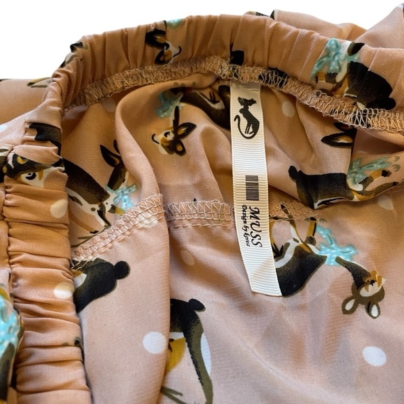 MUSS cute Deer Print-A Line-Circle Skirt-Size Small-Button up-White Dots - Picture 14 of 14
